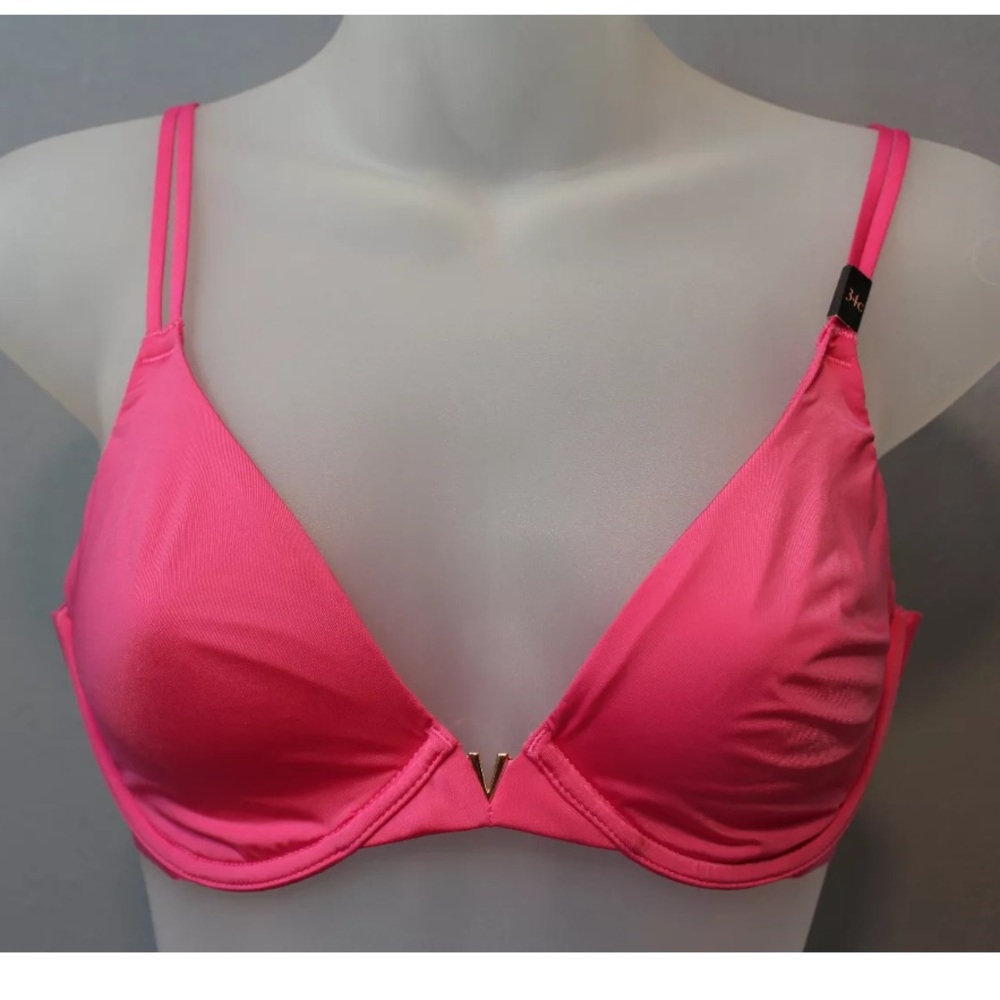 New Victoria's Secret unlined plunge pink bra 34C